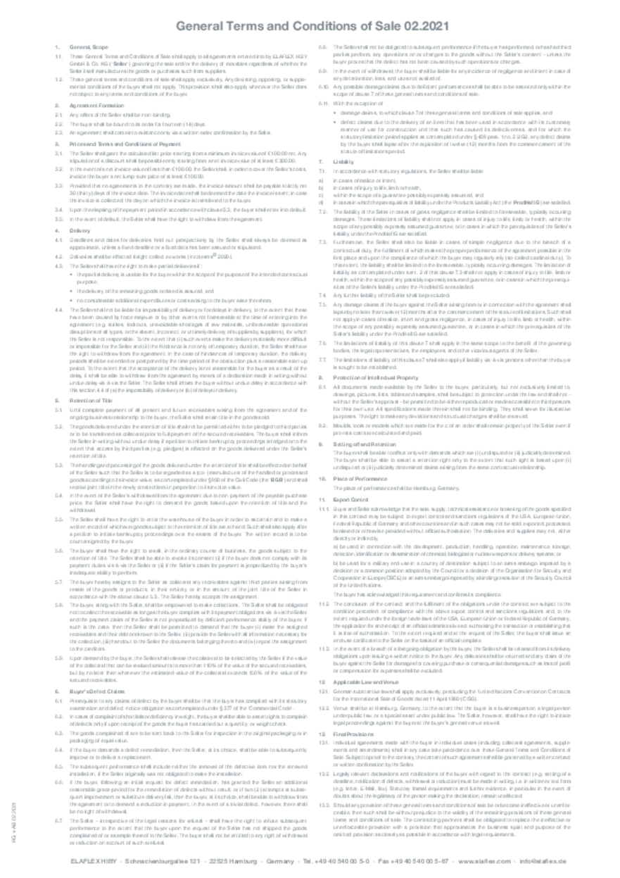 General Conditions of Business