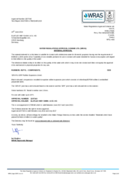 WRAS (Water Regulation Advisory Scheme, UK):
Approval ERV-R and ERP for Drinking Water
