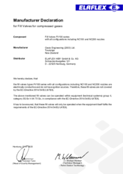 Manufacturer Declaration for Fill Valves FV100 series for compressed gases